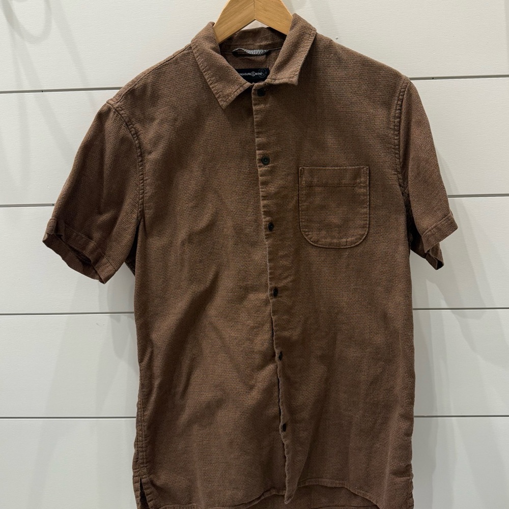 Mens treasure bond trim fit casual button down
